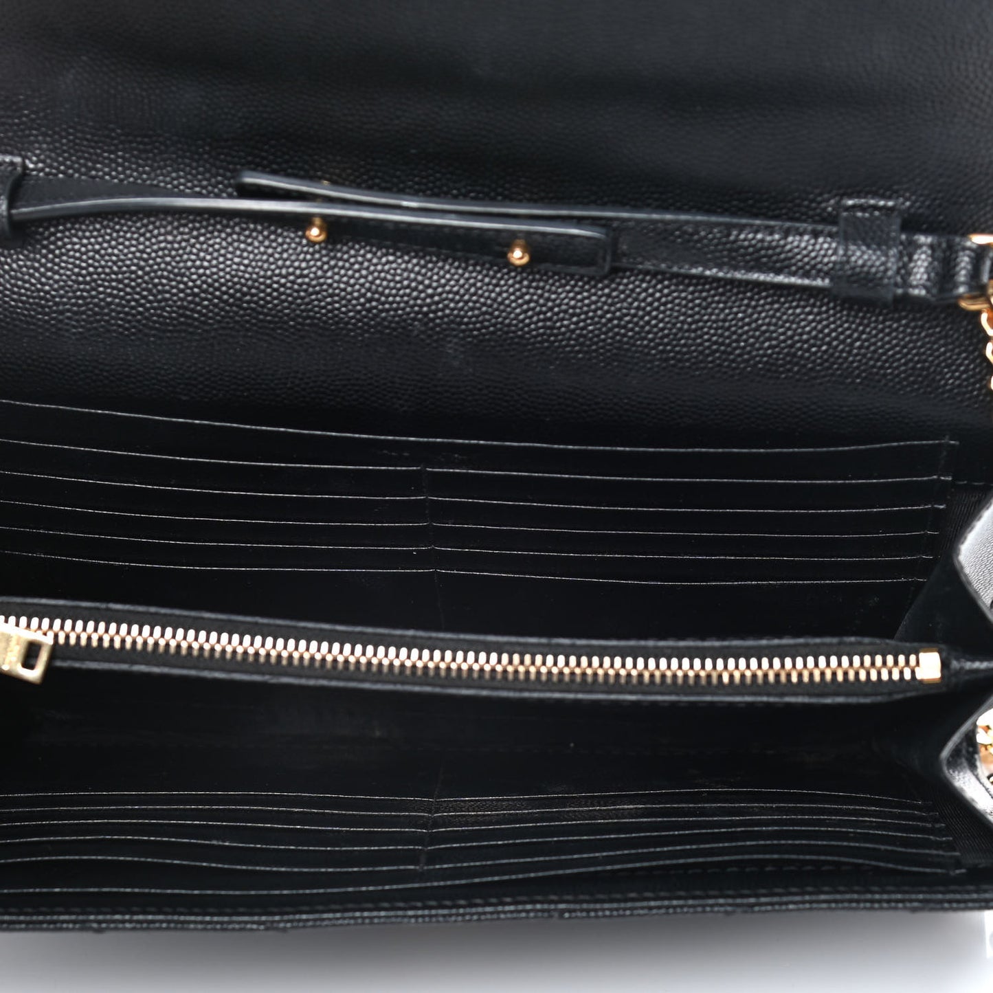 Grain De Poudre Matelasse Chevron Monogram Chain Wallet Black