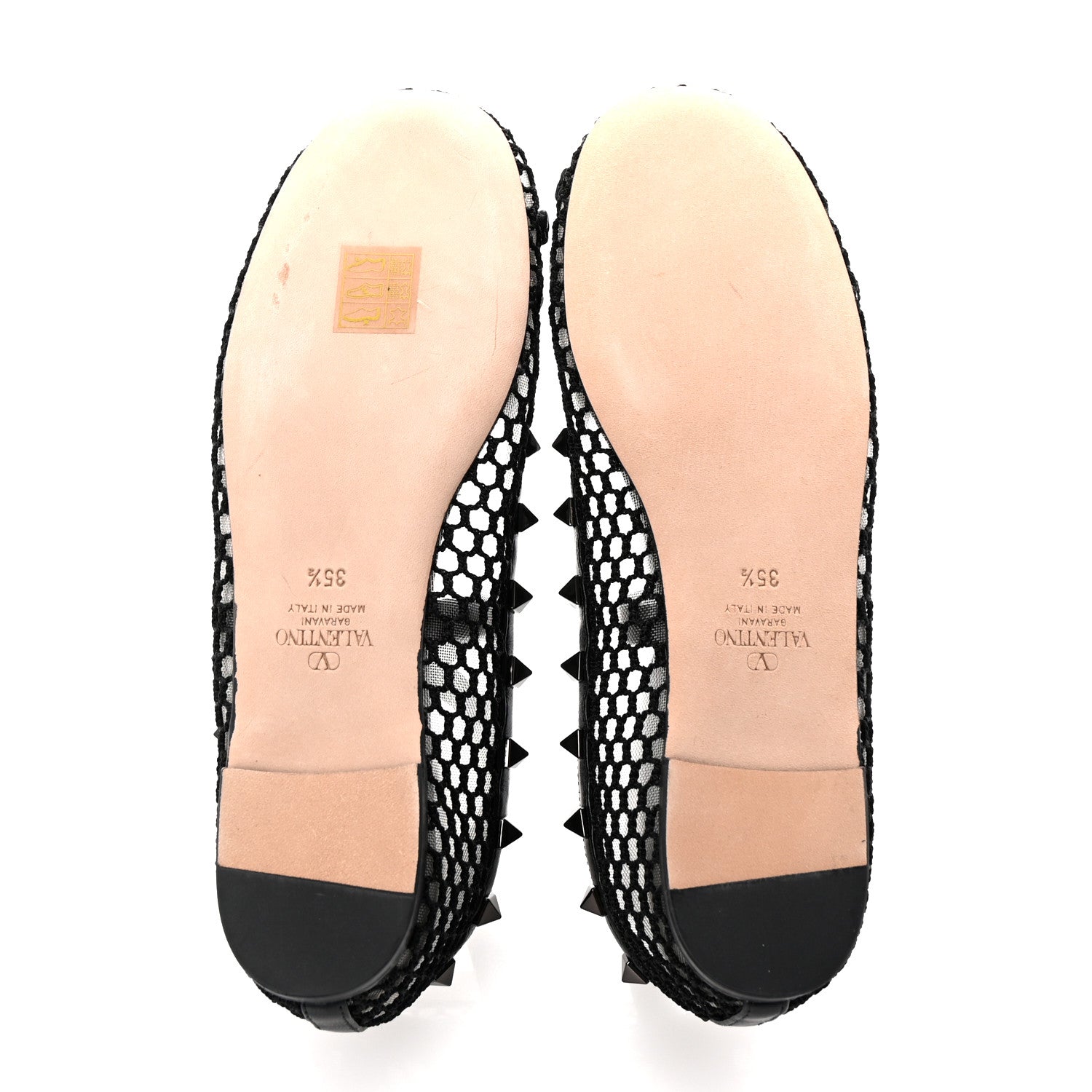 Valentino Garavani Mesh Calfskin Rockstud Multi Strap Ballerina Flats 35.5 Black 6 of 10