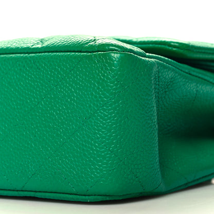 Chanel Caviar Quilted Medium Double Flap Green 10 of 13