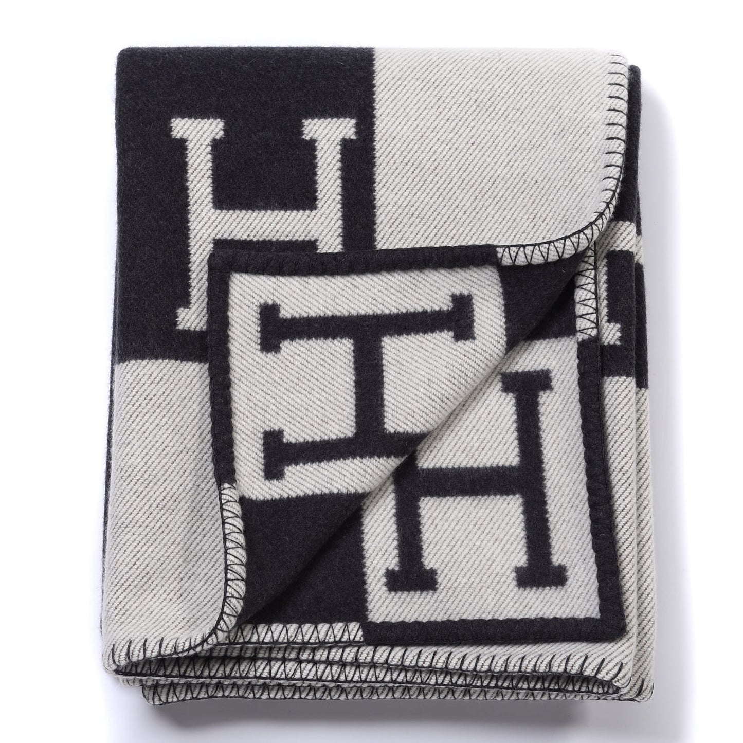 Wool Cashmere Avalon Blanket Ecru Gris Fonce