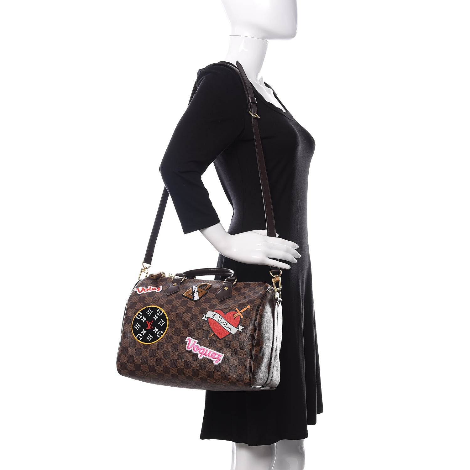 Louis Vuitton Damier Ebene Patches Speedy Bandouliere 30 2 of 12