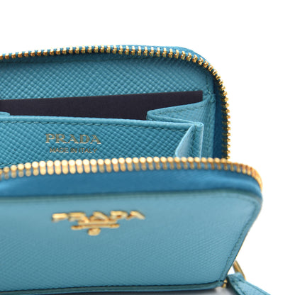 Prada Saffiano Metal Zip Coin Purse Turchese 6 of 9