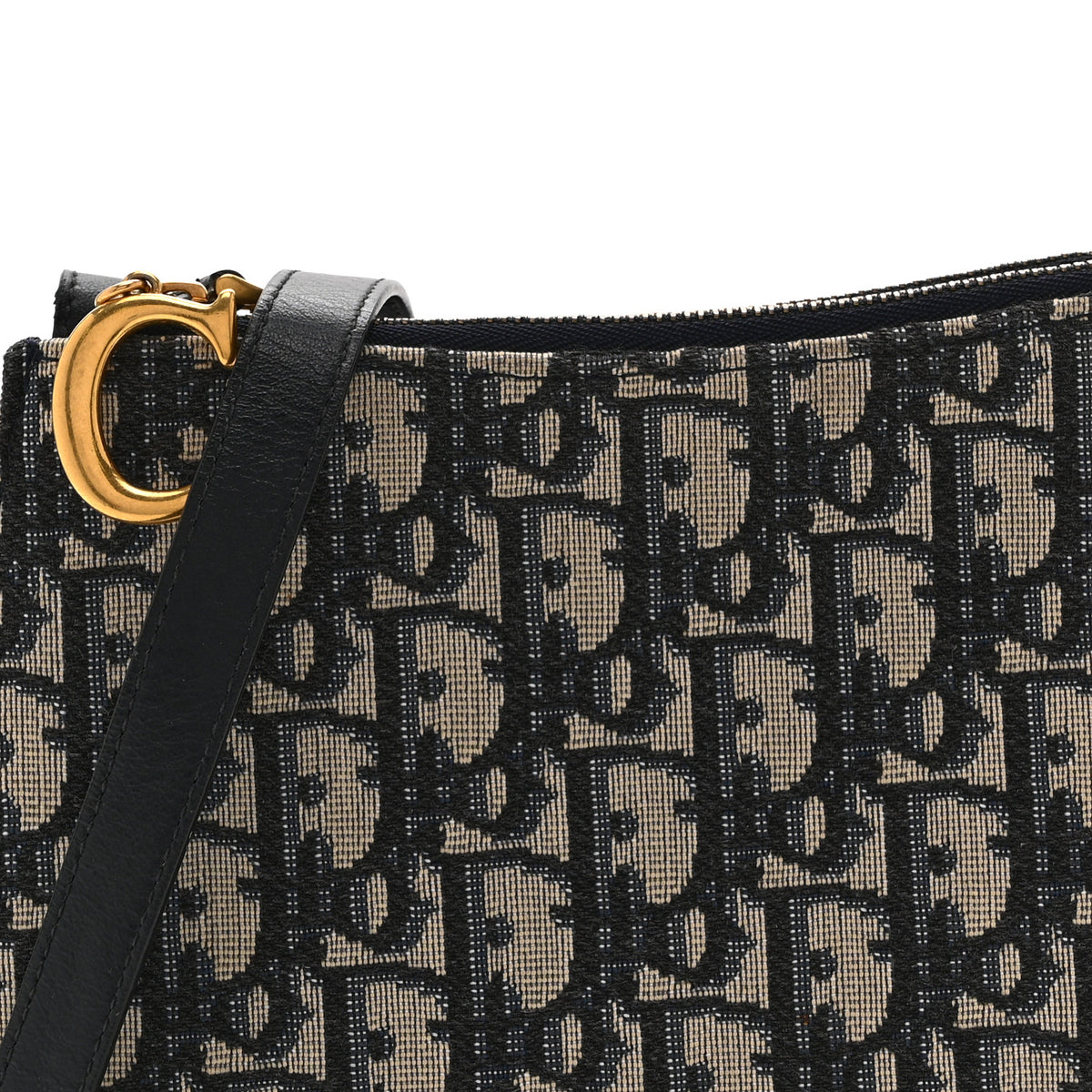 Oblique Saddle Pouch With Strap Navy Blue