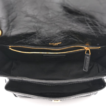 Saint Laurent Crinkled Calfskin Matelasse Monogram Medium Niki Chain Satchel Black 5 of 10
