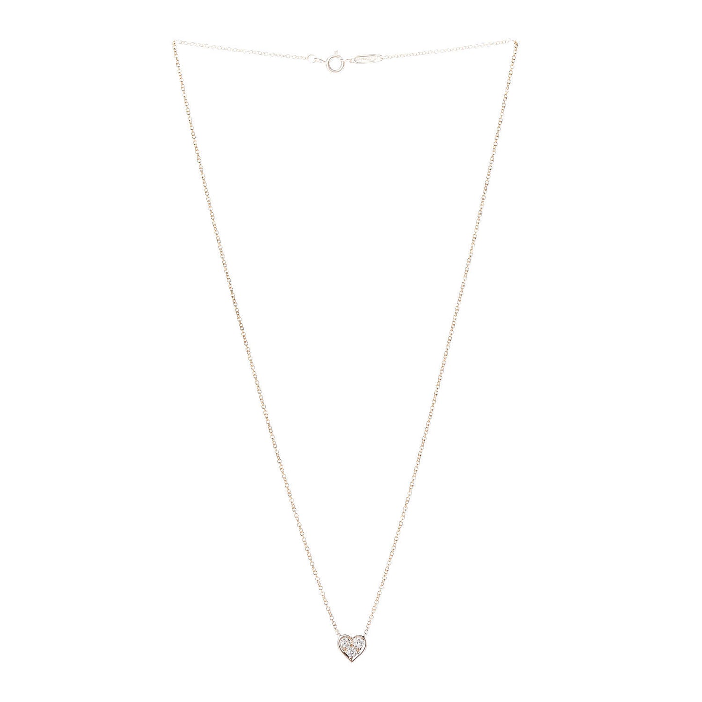 18K Rose Gold Diamond Heart Pendant Necklace
