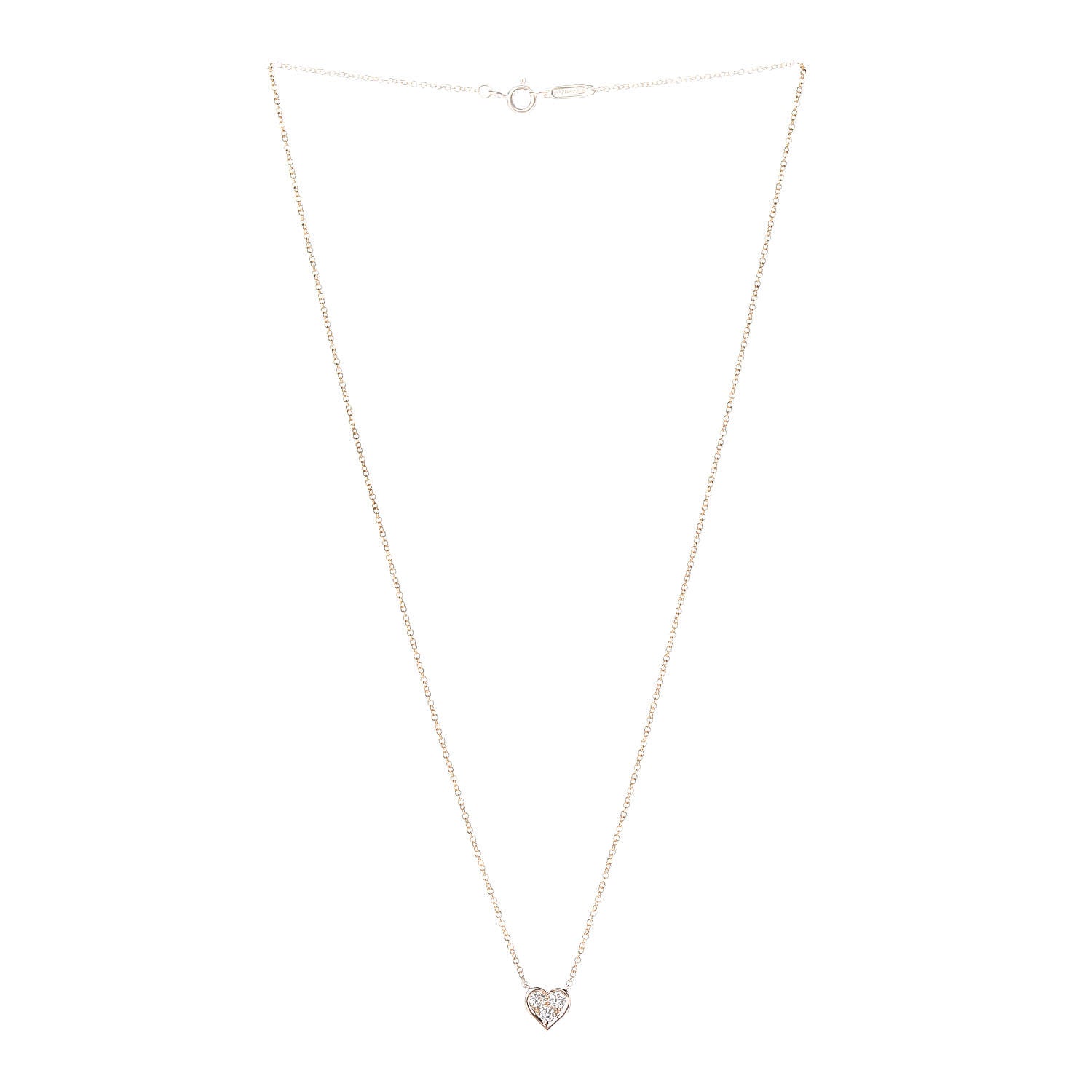 Tiffany 18K Rose Gold Diamond Heart Pendant Necklace 3 of 9