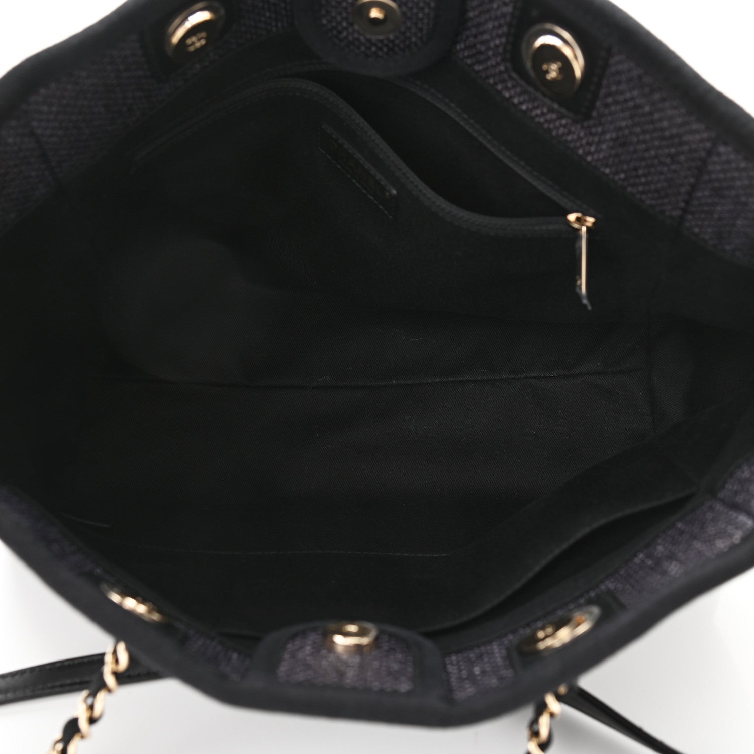 Chanel Woven Straw Raffia Small Deauville Tote Black 5 of 10