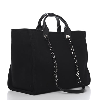 Chanel Canvas Pearl Medium Deauville Tote Black 3 of 10