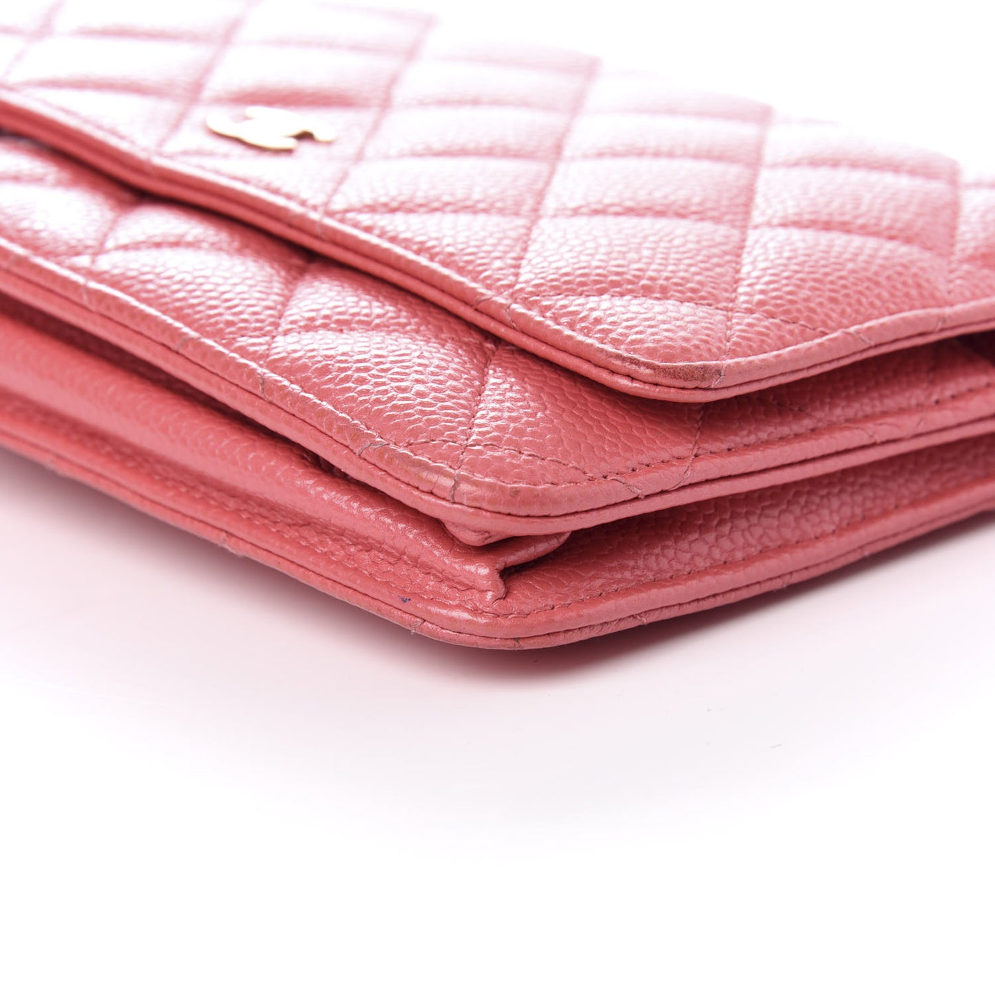 Caviar Quilted Wallet on Chain WOC Pink