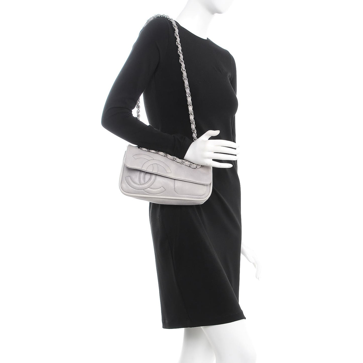 Lambskin Diagonal CC Chain Flap Grey