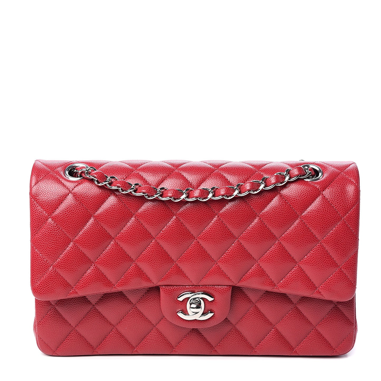 Caviar Quilted Medium Double Flap Dark Pink