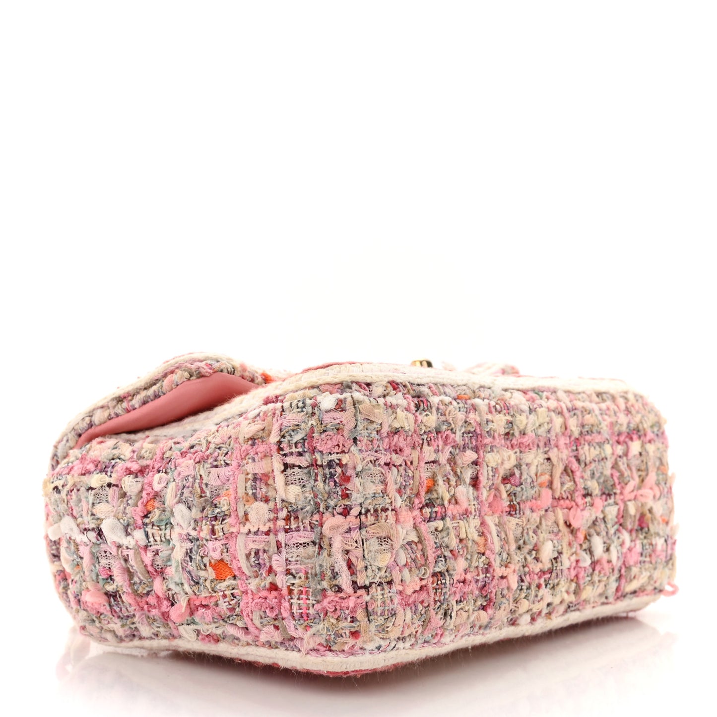 Tweed Braid Mini Flap White Pink
