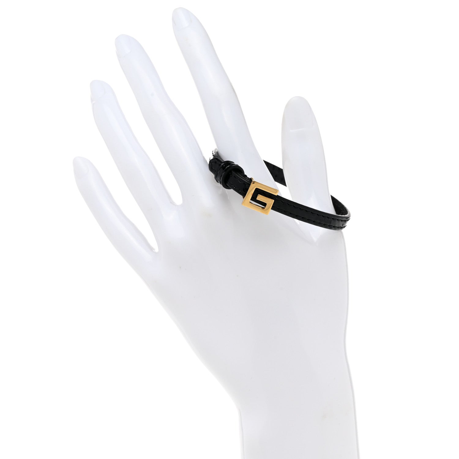 Gucci Metal Calfskin Square G Bracelet S Black Gold 2 of 6