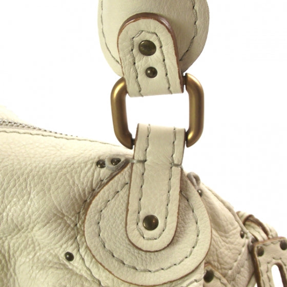 Leather Paddington Tote Ivory