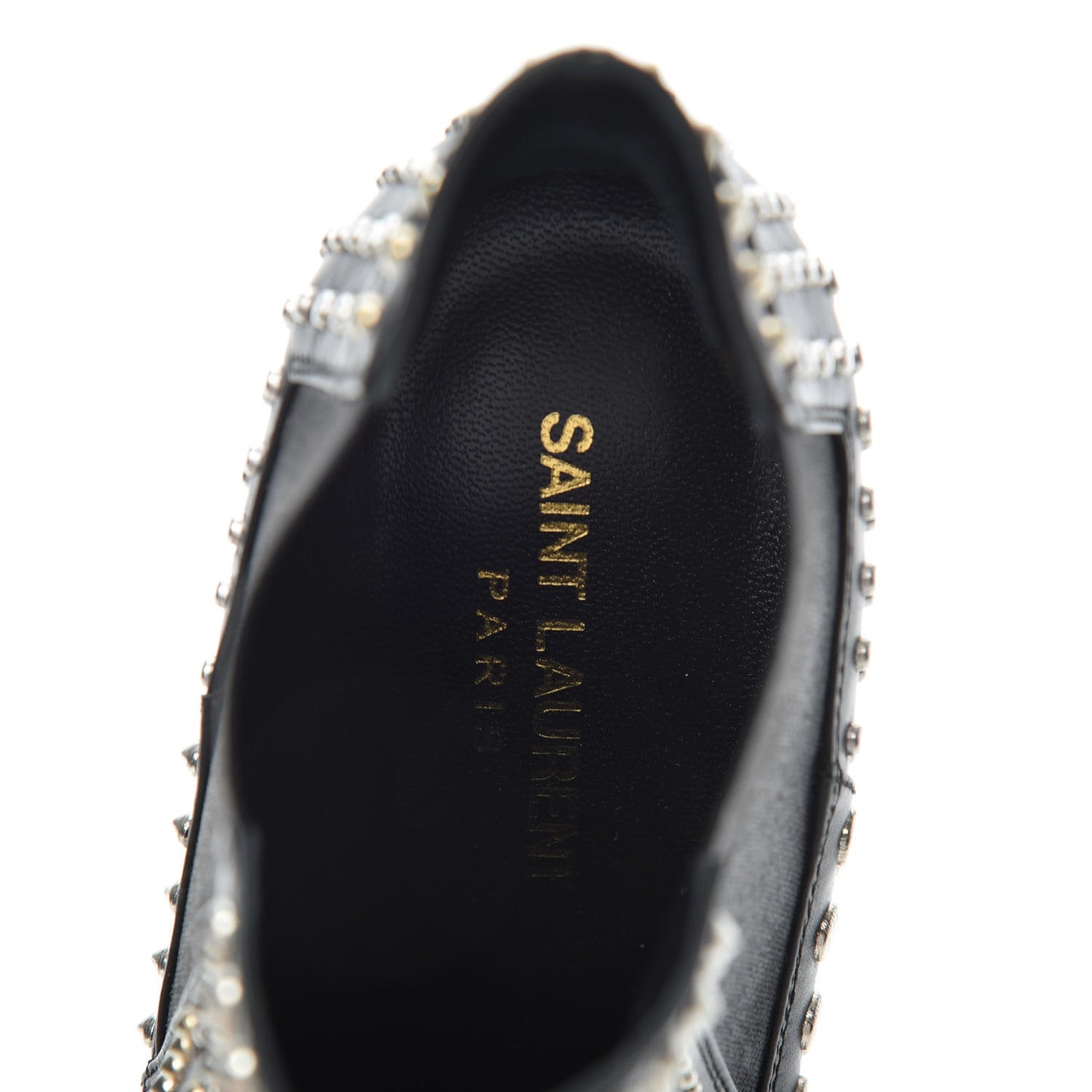 Calfskin Studded Ankle Booties 36.5 Black