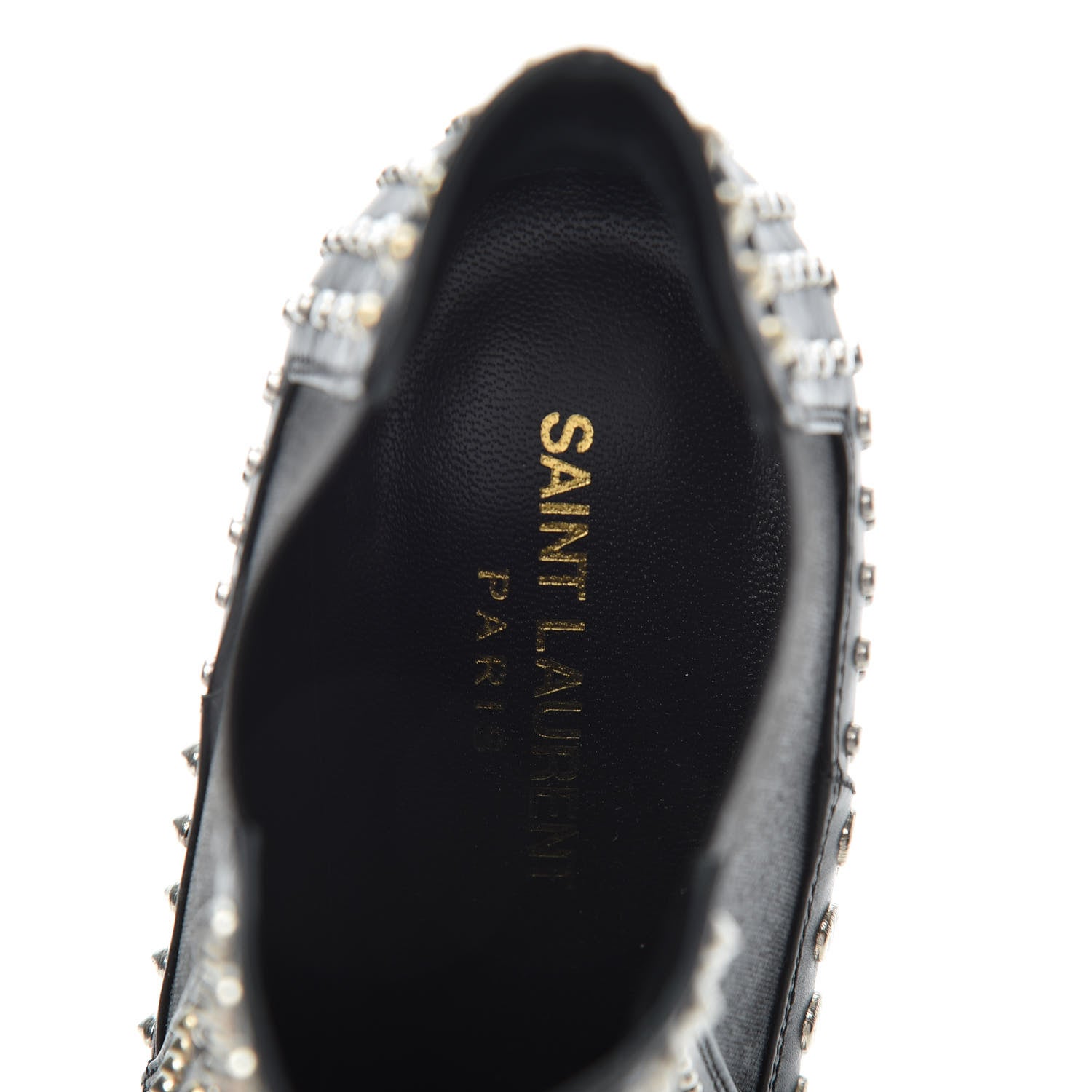 Saint Laurent Calfskin Studded Ankle Booties 36.5 Black 5 of 7