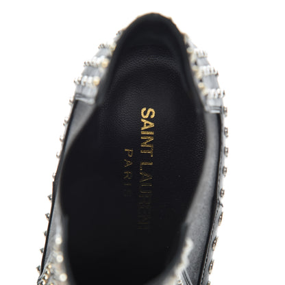 Saint Laurent Calfskin Studded Ankle Booties 36.5 Black 5 of 7