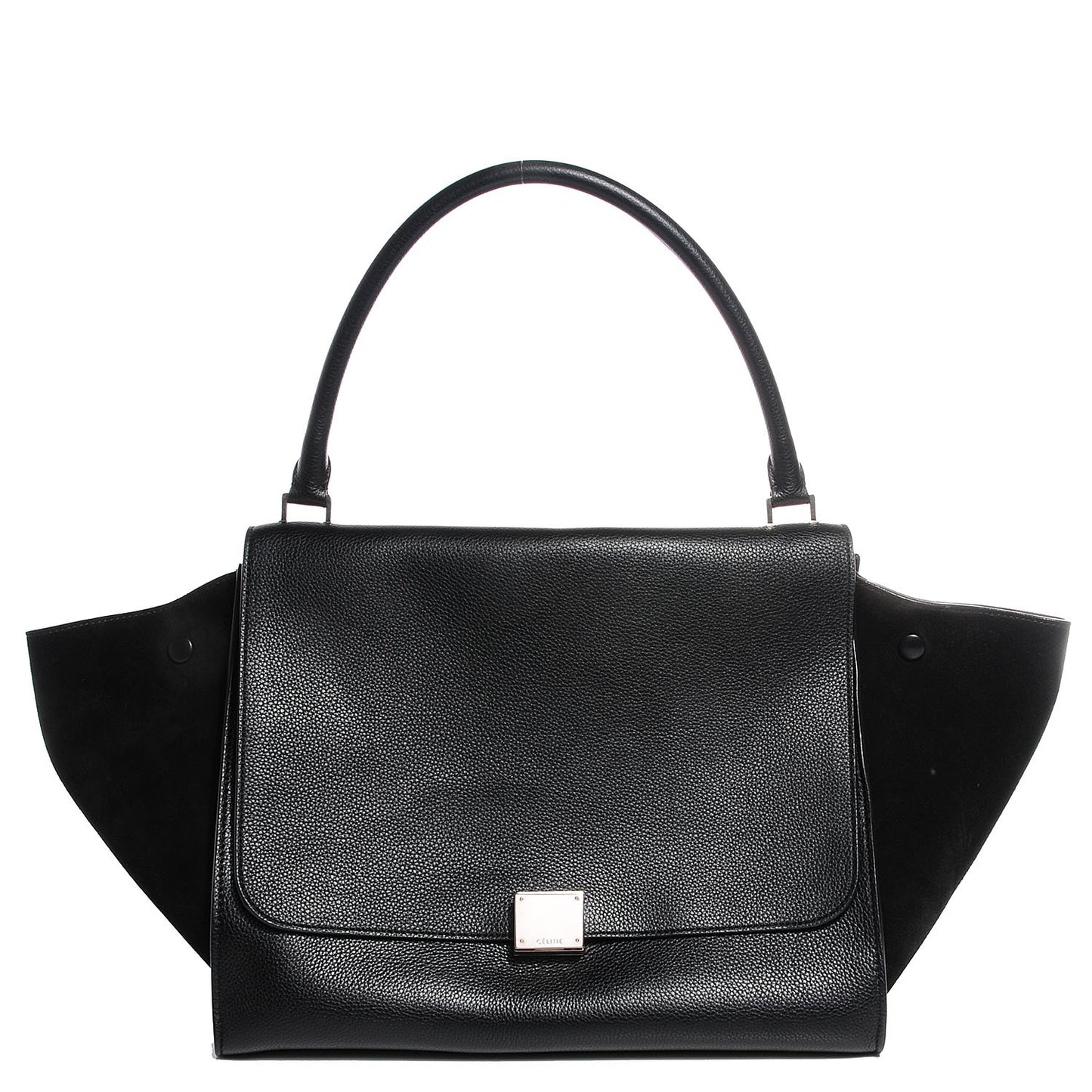 Drummed Calfskin Suede Large Trapeze Black