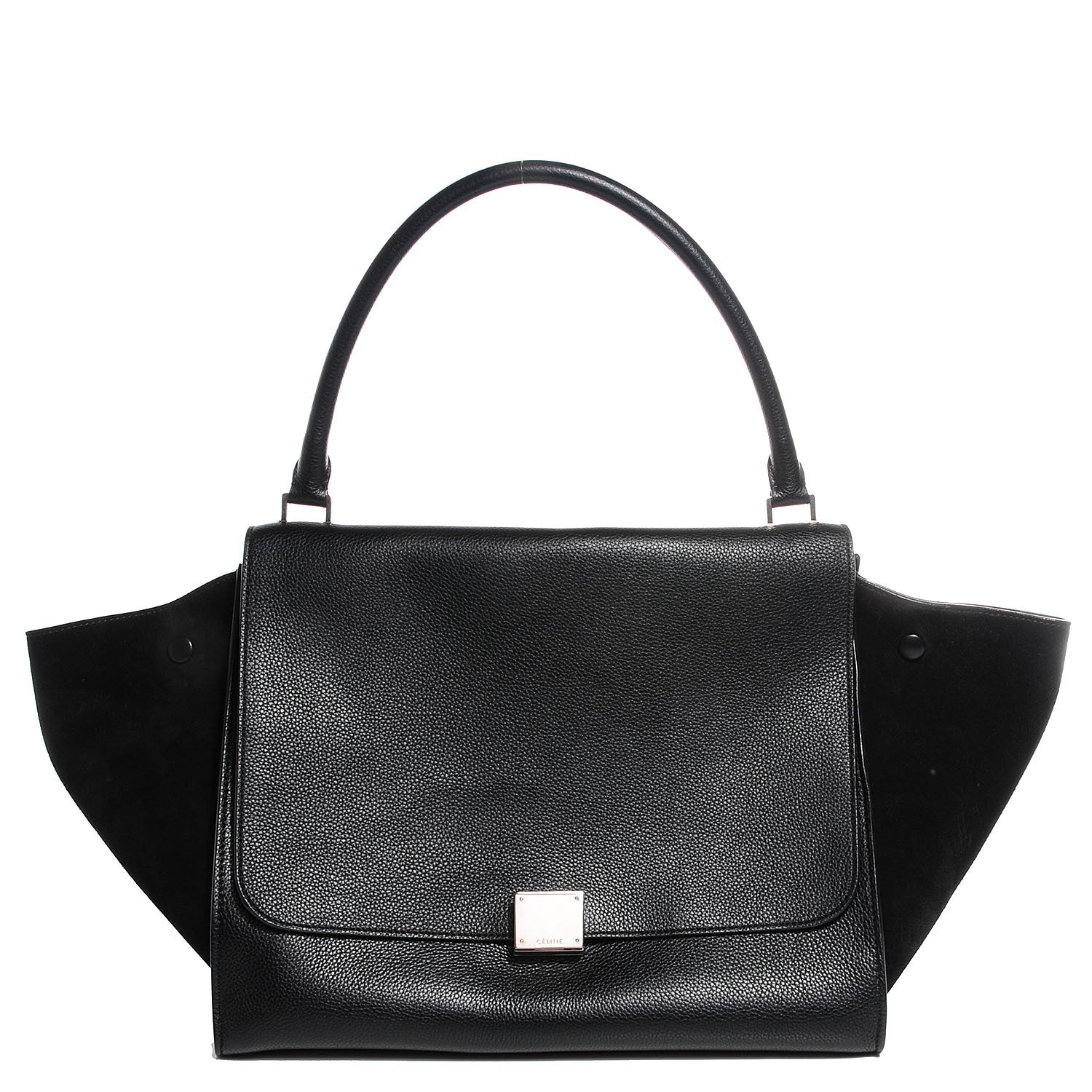 Celine Drummed Calfskin Suede Large Trapeze Black 1 of 8
