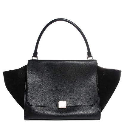 Celine Drummed Calfskin Suede Large Trapeze Black 1 of 8