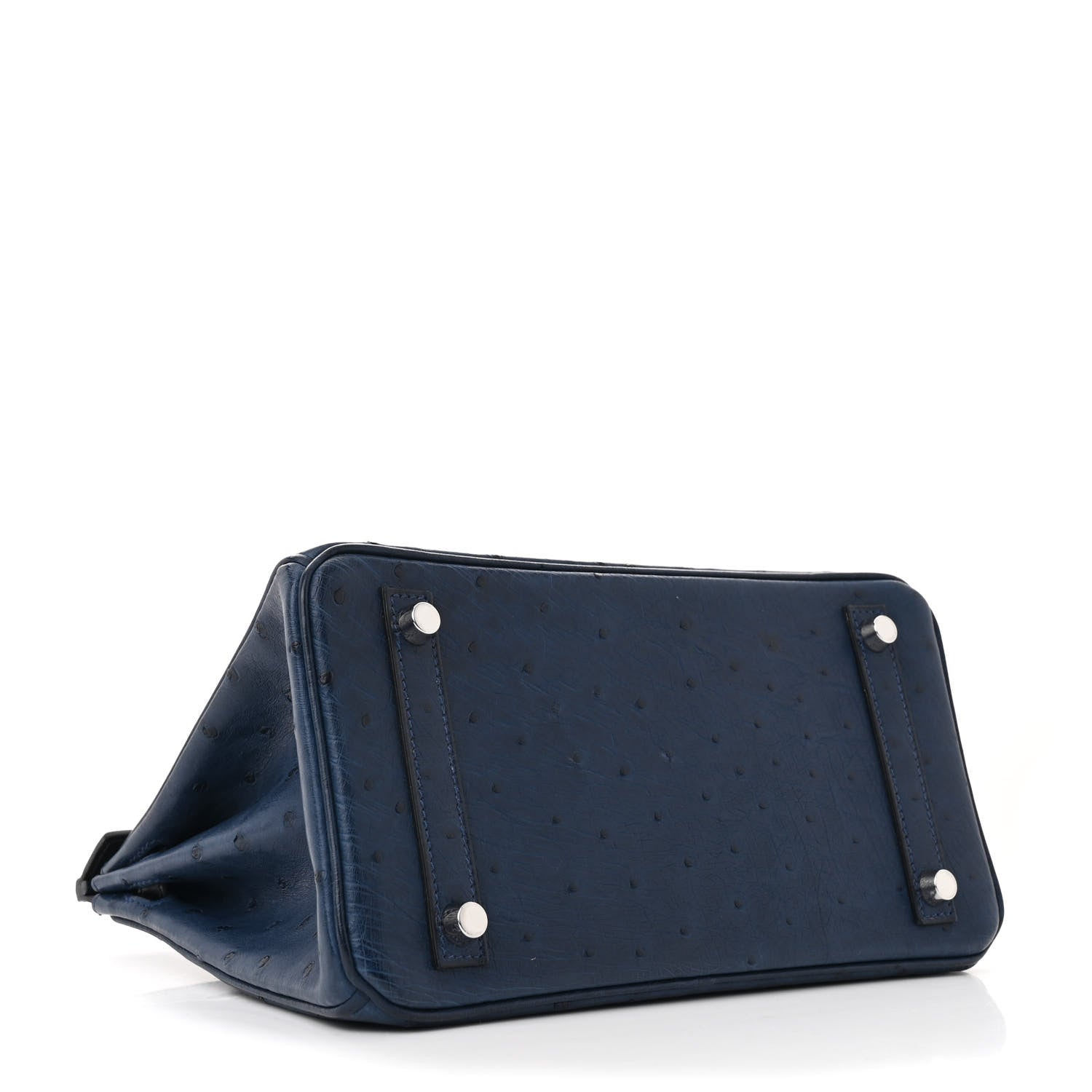 Hermes Ostrich Bi-Color Birkin 25 Bleu Iris Black 3 of 12