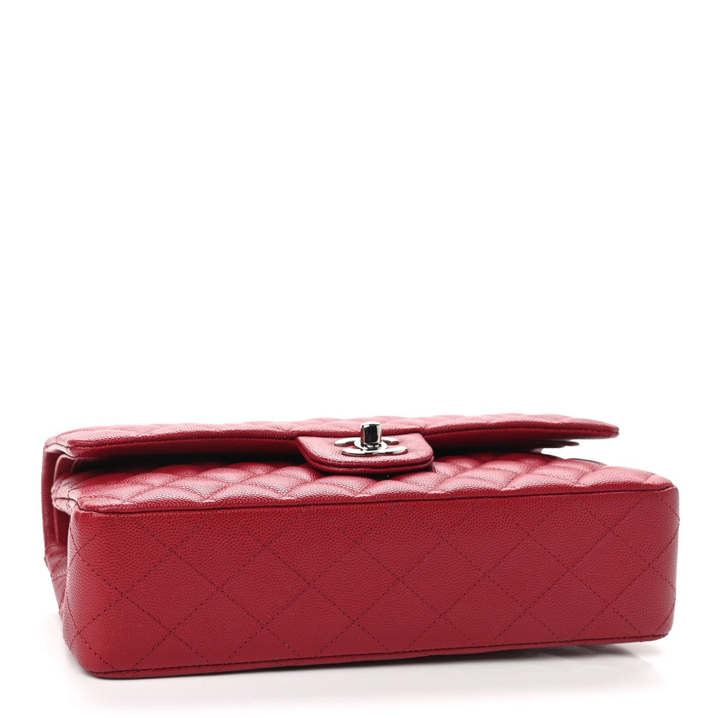 Caviar Quilted Medium Double Flap Red