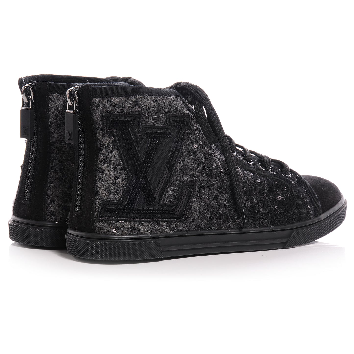Wool Sequins Punchy High Top Sneakers 36 Anthracite