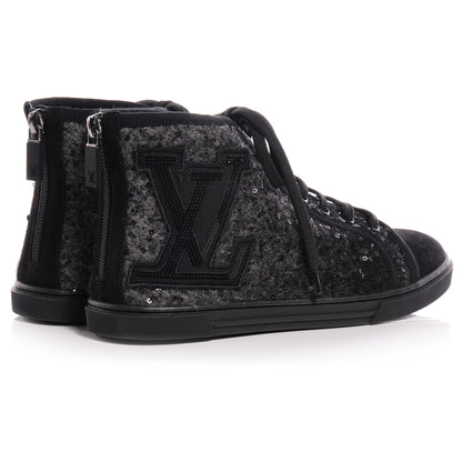 Louis Vuitton Wool Sequins Punchy High Top Sneakers 36 Anthracite 4 of 7