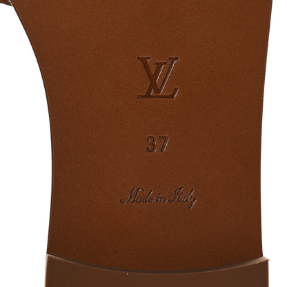Louis Vuitton Calfskin Lock It Flat Mule 37 Cognac 8 of 9