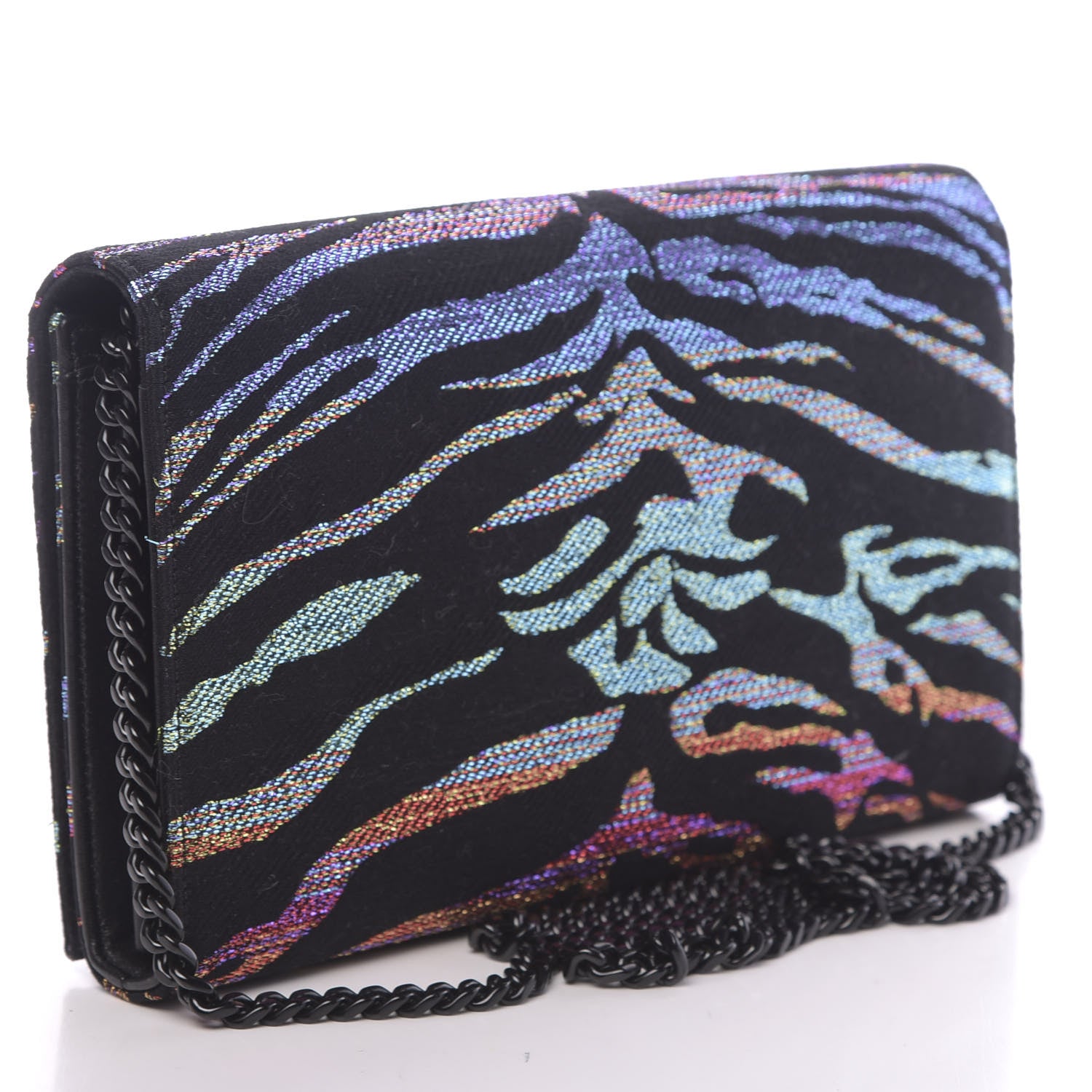 Saint Laurent Tiger Burnout Monogram Chain Wallet Multicolor 3 of 10