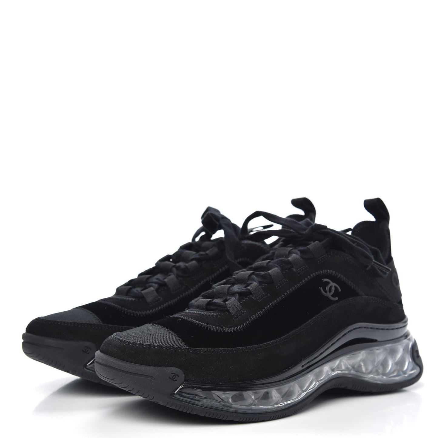 Suede Calfskin Velvet Grosgrain CC Sneakers 40 Black