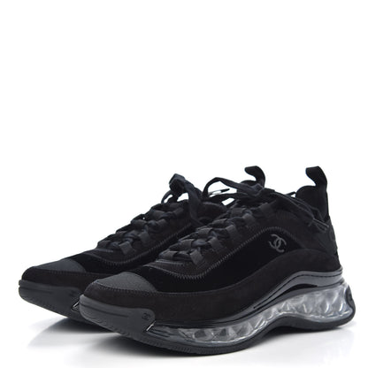 Chanel Suede Calfskin Velvet Grosgrain CC Sneakers 40 Black 3 of 8