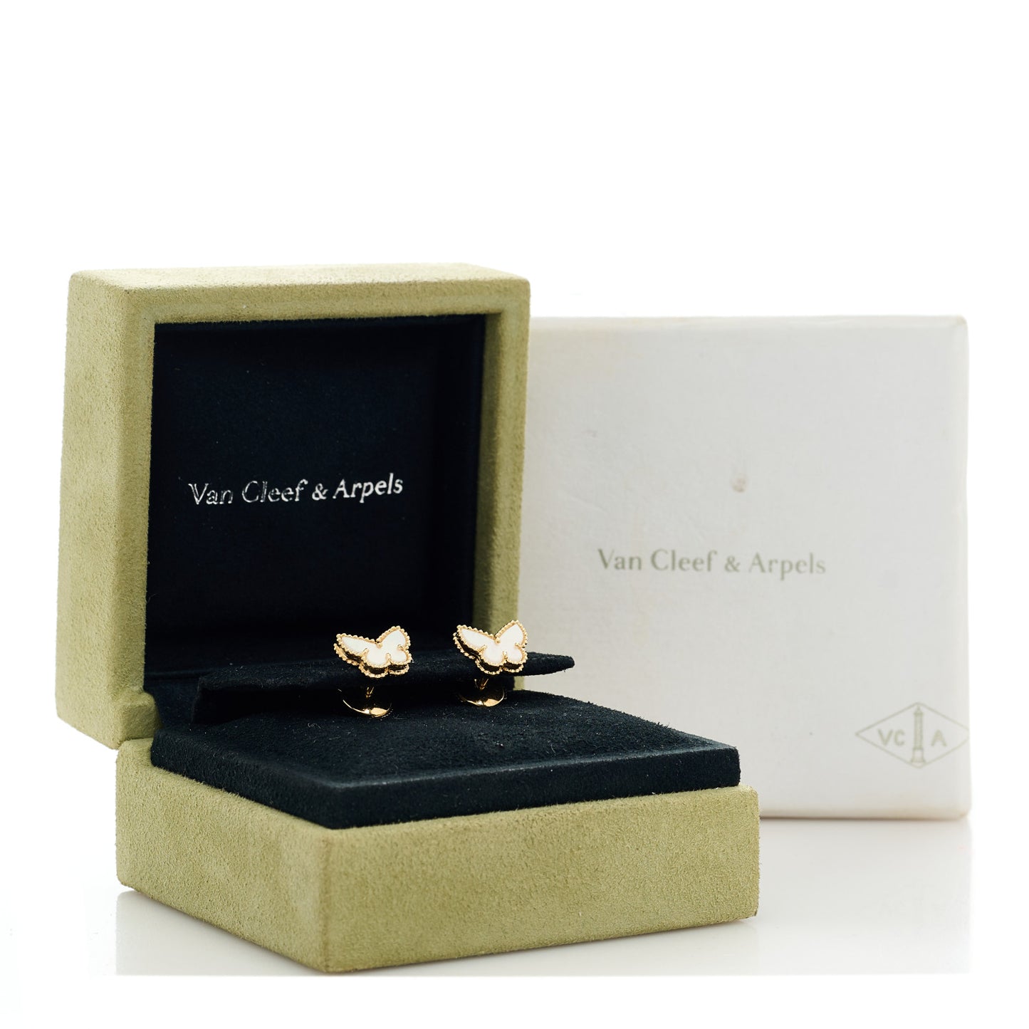 18K Yellow Gold Mother of Pearl Sweet Alhambra Butterfly Earrings