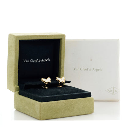 Van Cleef & Arpels 18K Yellow Gold Mother of Pearl Sweet Alhambra Butterfly Earrings 5 of 5
