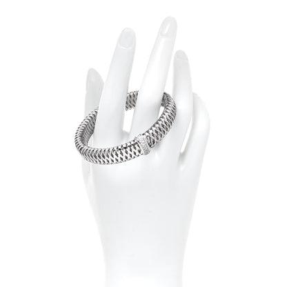Roberto Coin 18K White Gold Diamond Medium Primavera Bangle Bracelet 3 of 8