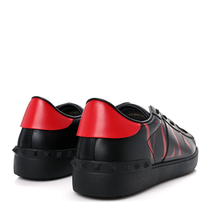 Valentino Garavani Calfskin Mens Rockstud VLTN Open Sneakers 41 Black Red 5 of 9