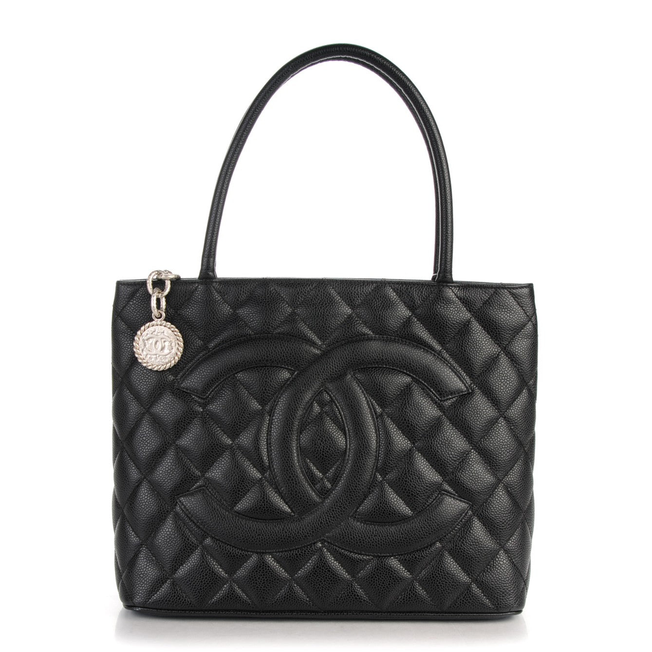 Caviar Quilted Medallion Tote Black