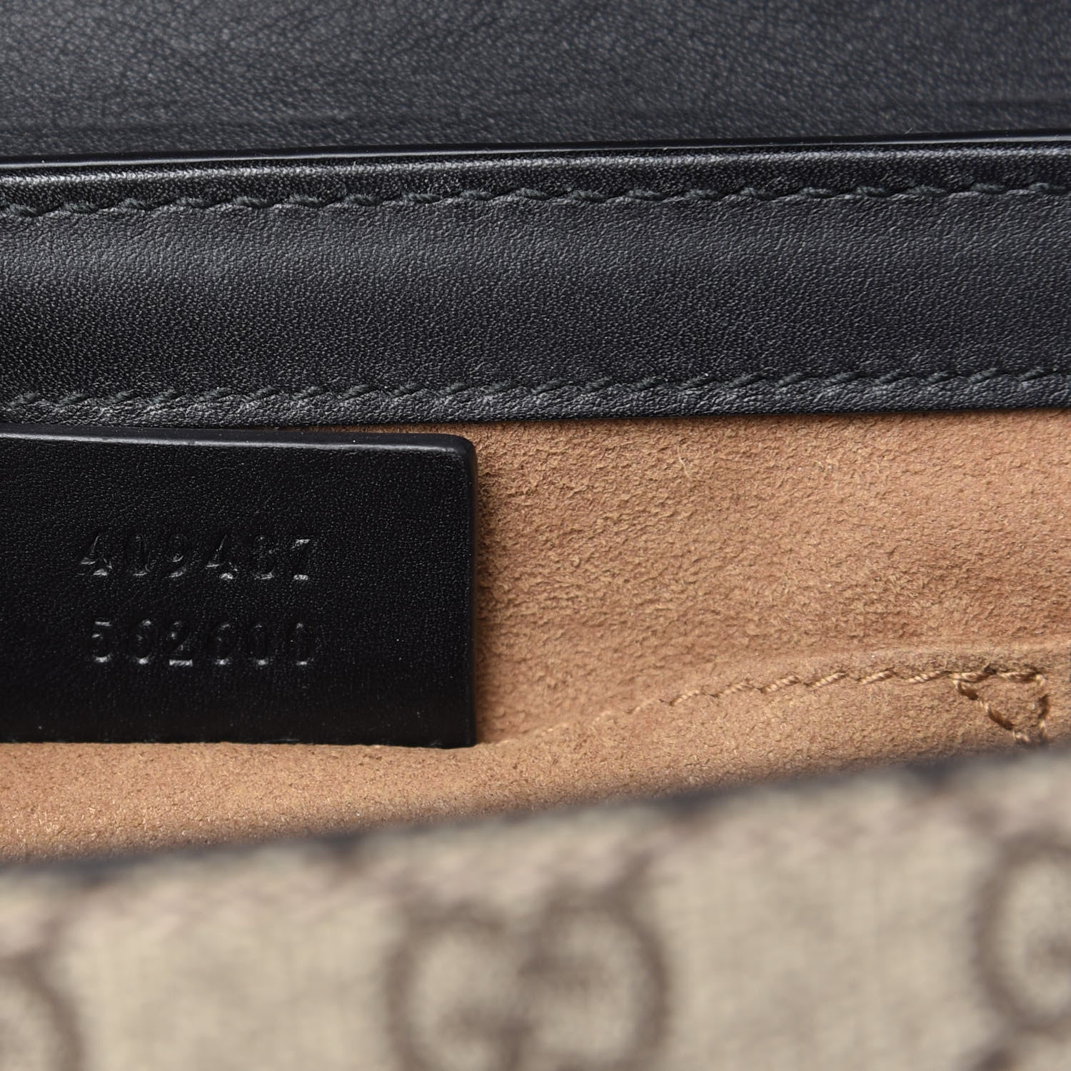 Gucci GG Supreme Monogram Calfskin Small Padlock Shoulder Bag Beige Black Cuir 9 of 10