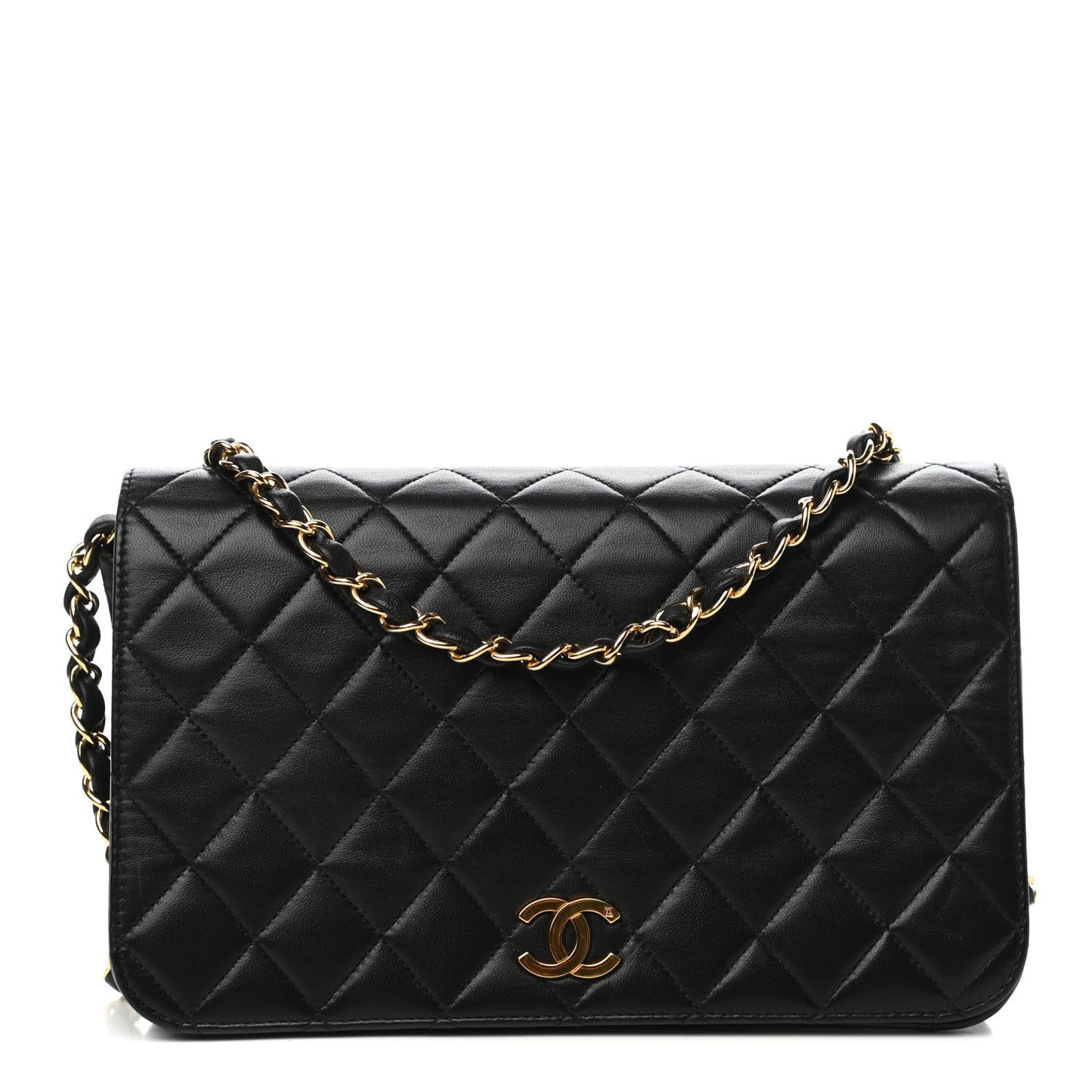 Lambskin Quilted Small Single Flap Black
