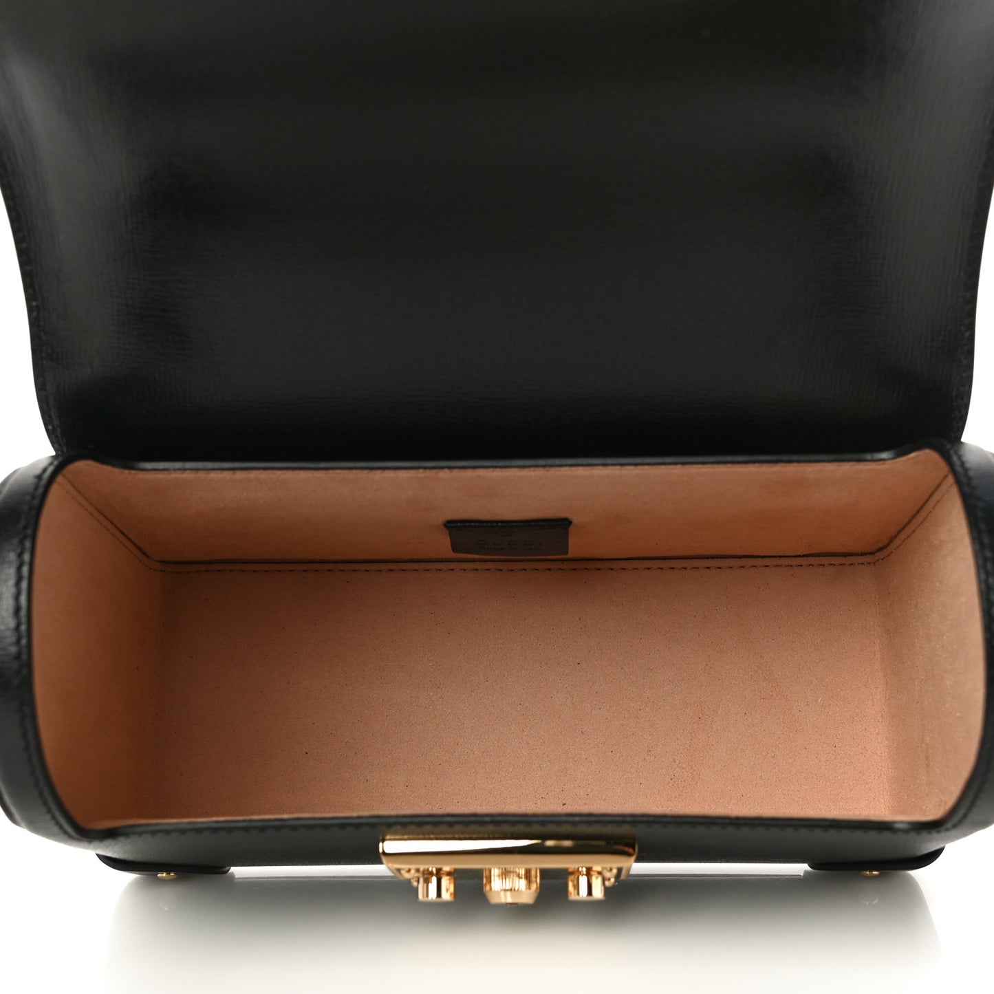 Calfskin Small Padlock Bamboo Shoulder Bag Black