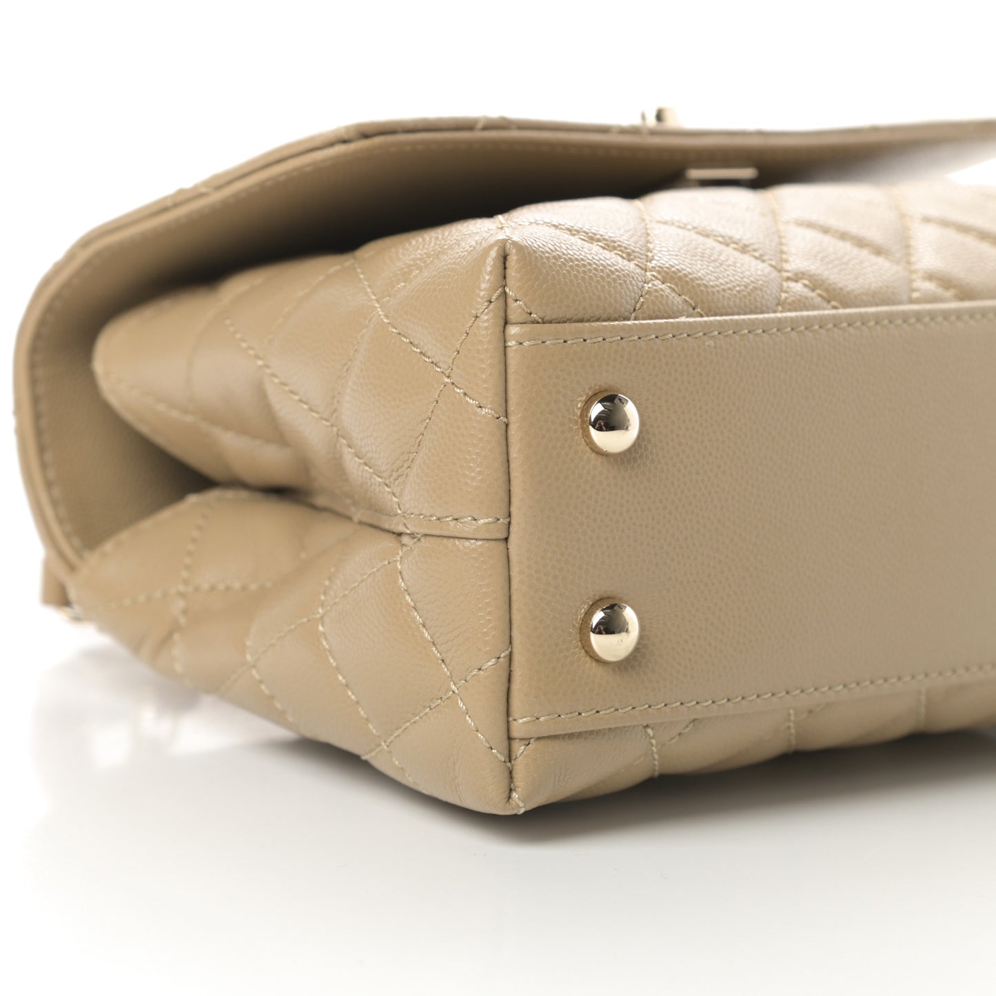 Caviar Lizard Embossed Quilted Mini Coco Handle Flap Dark Beige