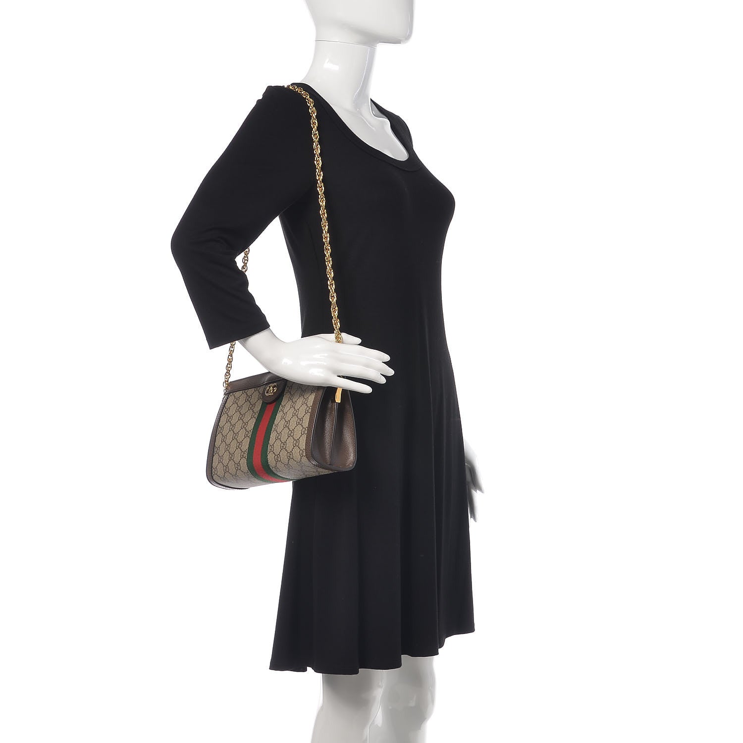 Gucci GG Supreme Monogram Web Small Ophidia Chain Shoulder Bag Brown 2 of 9