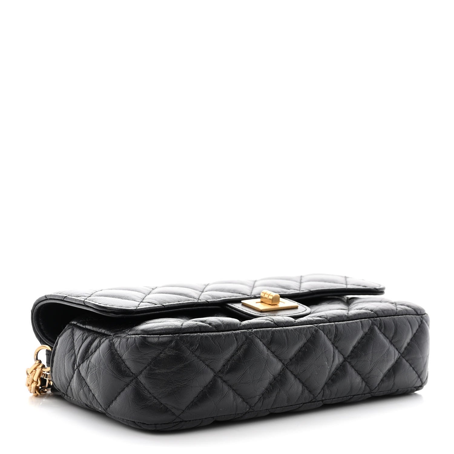 Chanel Aged Calfskin Quilted Reissue 2.55 Phone Holder With Chain Black 5 of 13