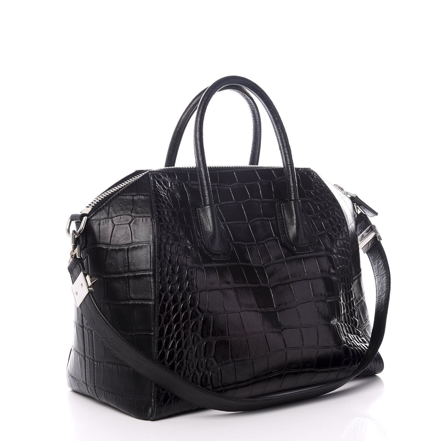 Givenchy Calfskin Crocodile Embossed Medium Antigona Black 2 of 8