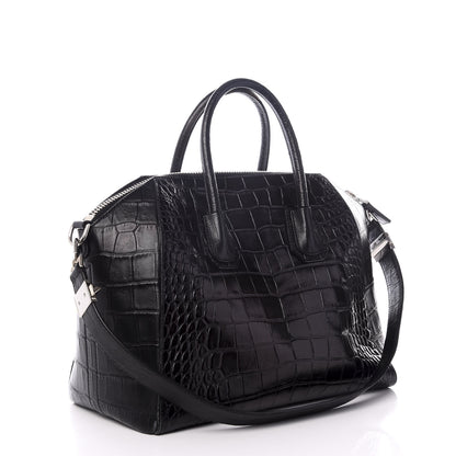 Givenchy Calfskin Crocodile Embossed Medium Antigona Black 2 of 8