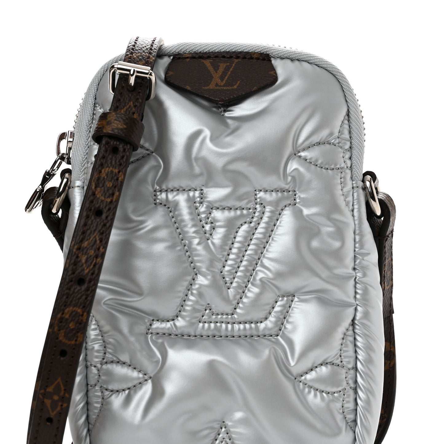 Econyl Monogram Pillow Phone Pouch Silver