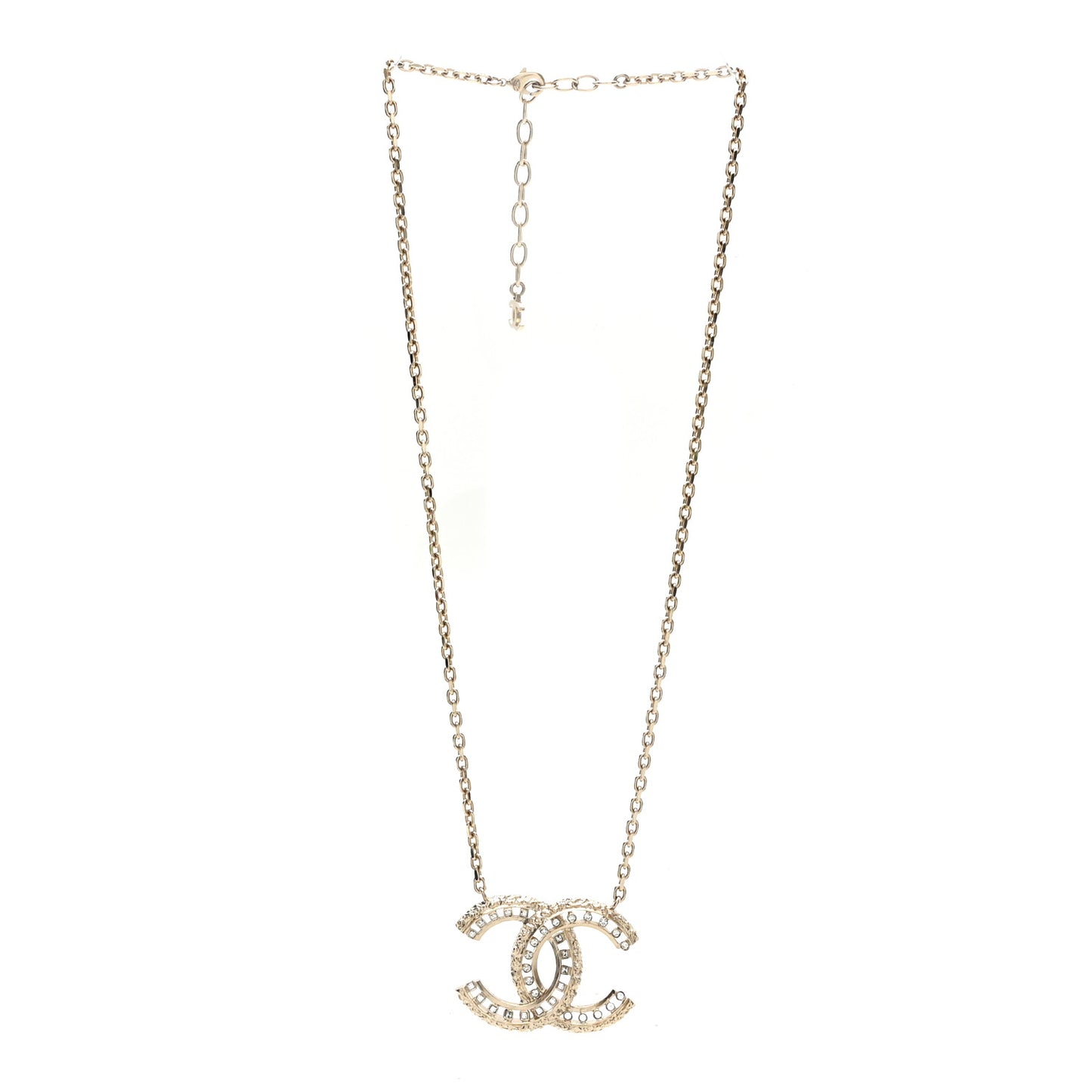 Crystal Textured CC Necklace Gold