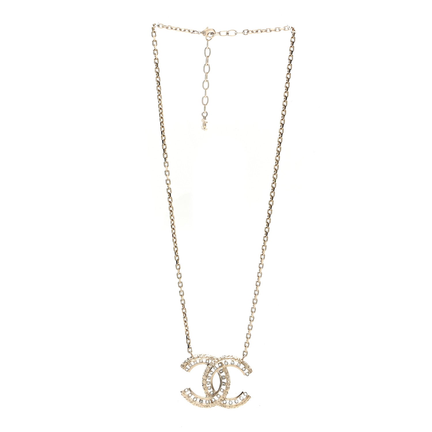 Chanel Crystal Textured CC Necklace Gold 3 of 5