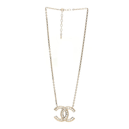 Chanel Crystal Textured CC Necklace Gold 3 of 5