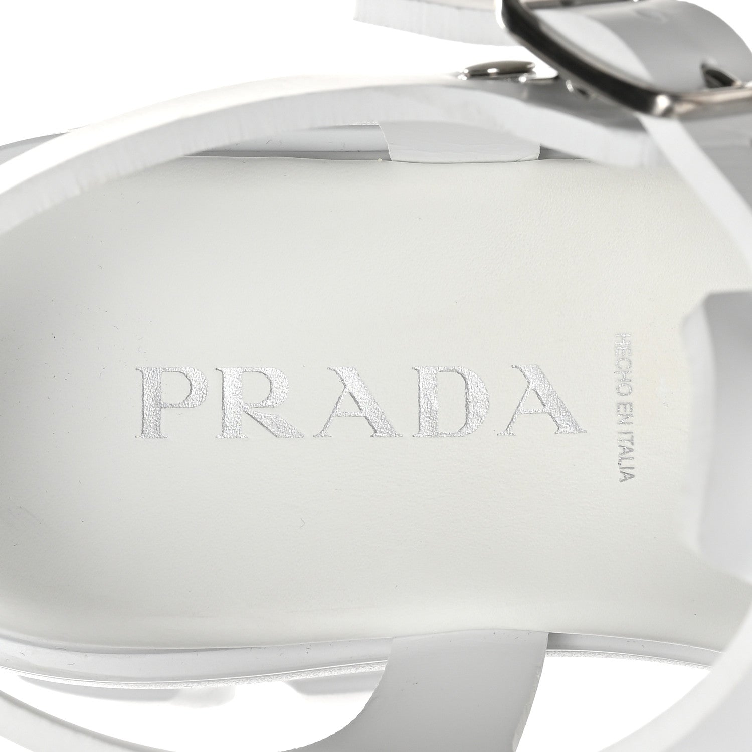 Prada Foam Rubber Metal Triangle Logo Monolith 55mm Cage Sandals 41 White 6 of 8